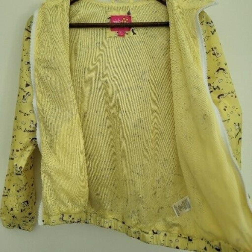 Pink Platinum Girls Size 14/16 Yellow Windbreaker Full Zip Jacket Yellow Unicorn - Picture 4 of 9